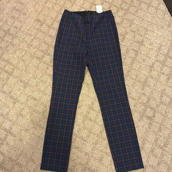rag & bone Pants - Rag & Bone Simone Cotton High Rise Pants Blue Window Pane Plaid NWT